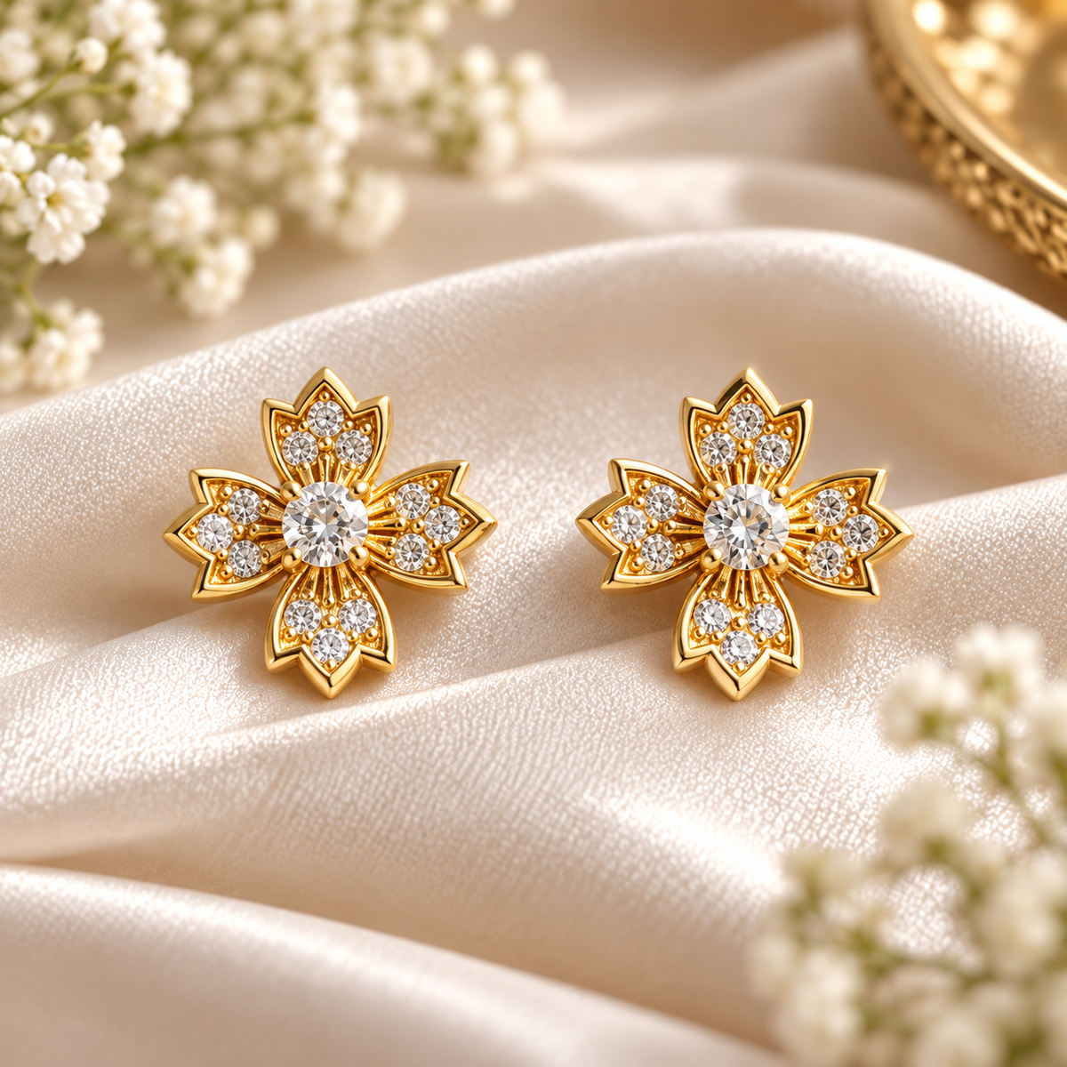 Celestial Bloom Crystal Stud Earrings