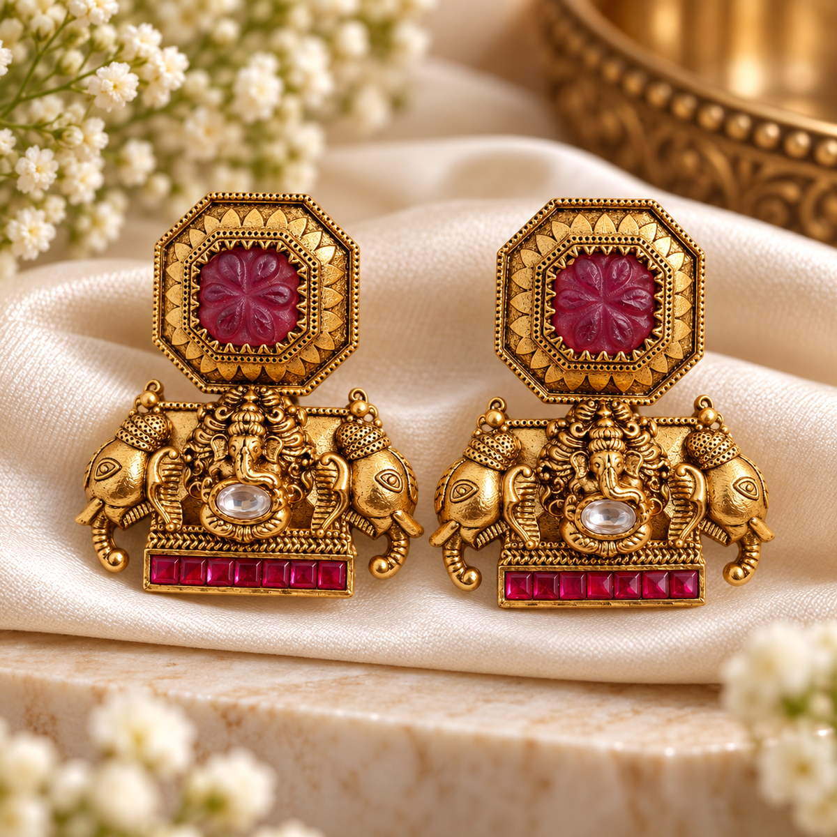 Ekdanta Antique Temple Earrings