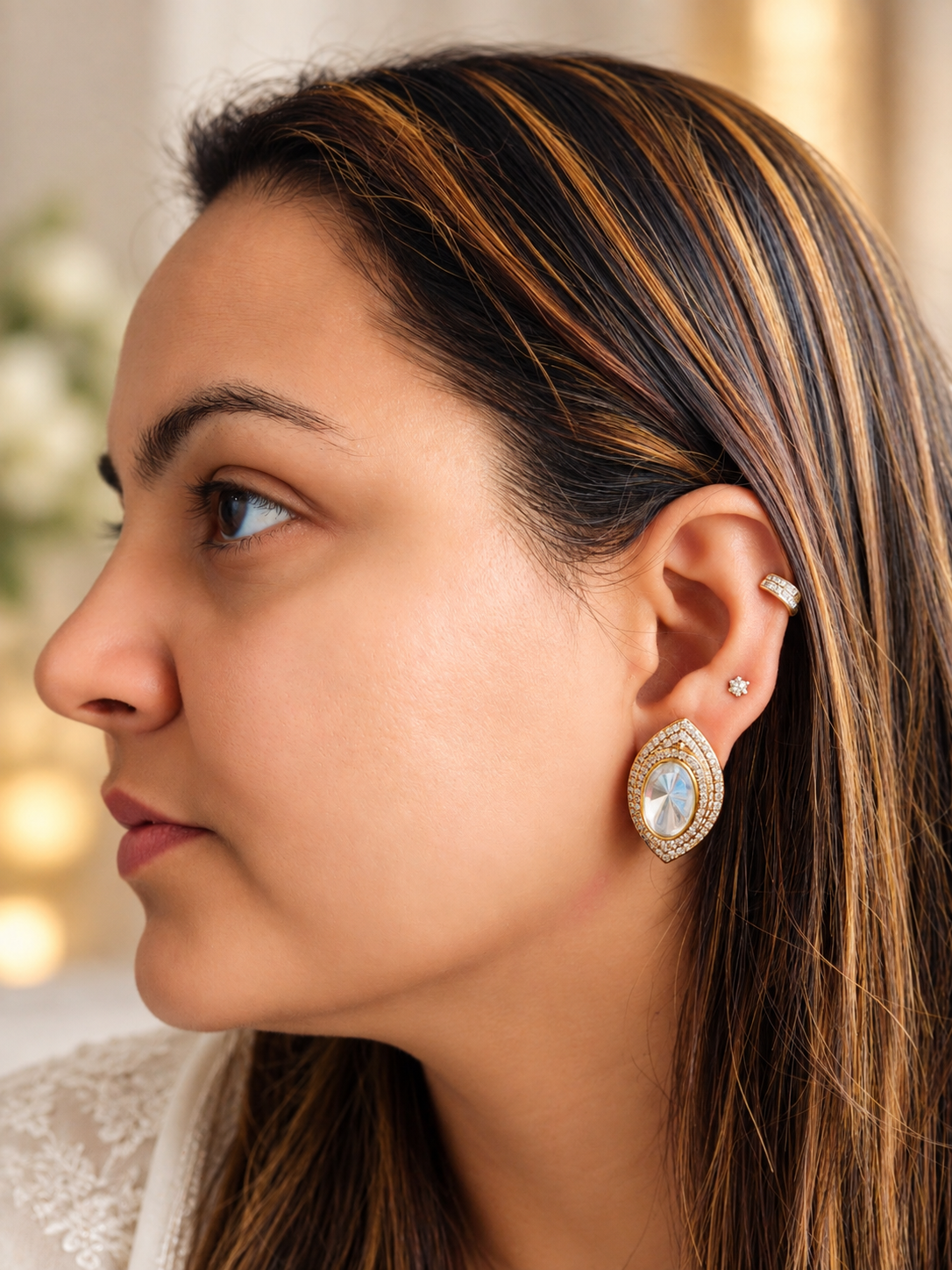 Royal Kundan Blossom Studs