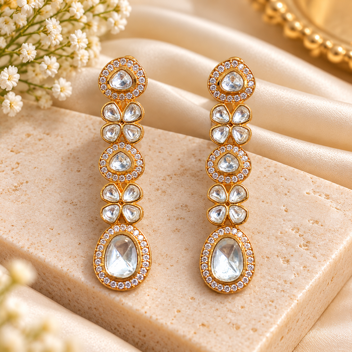 Noor Kundan Cascade Earrings
