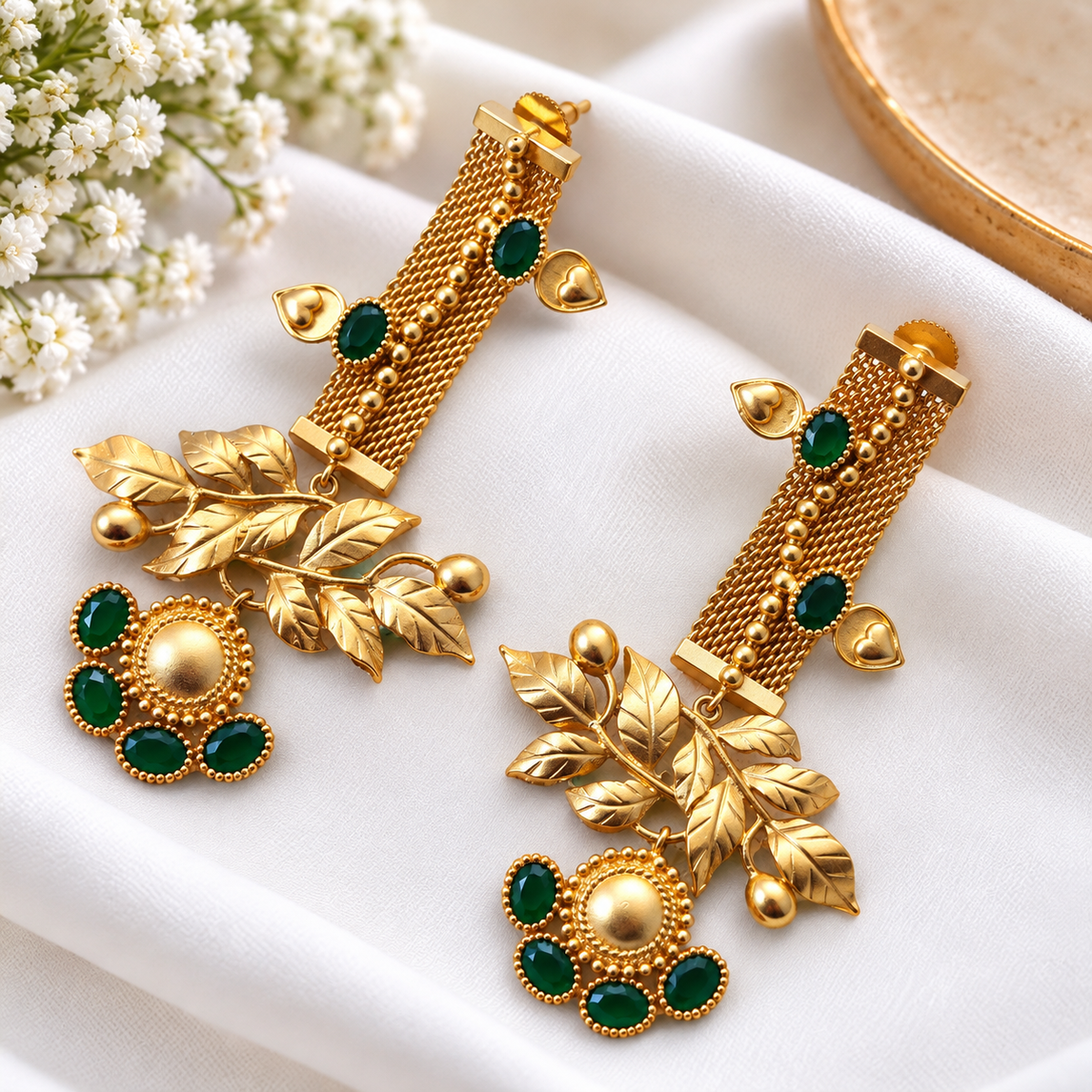 Emerald Vine Statement Earrings
