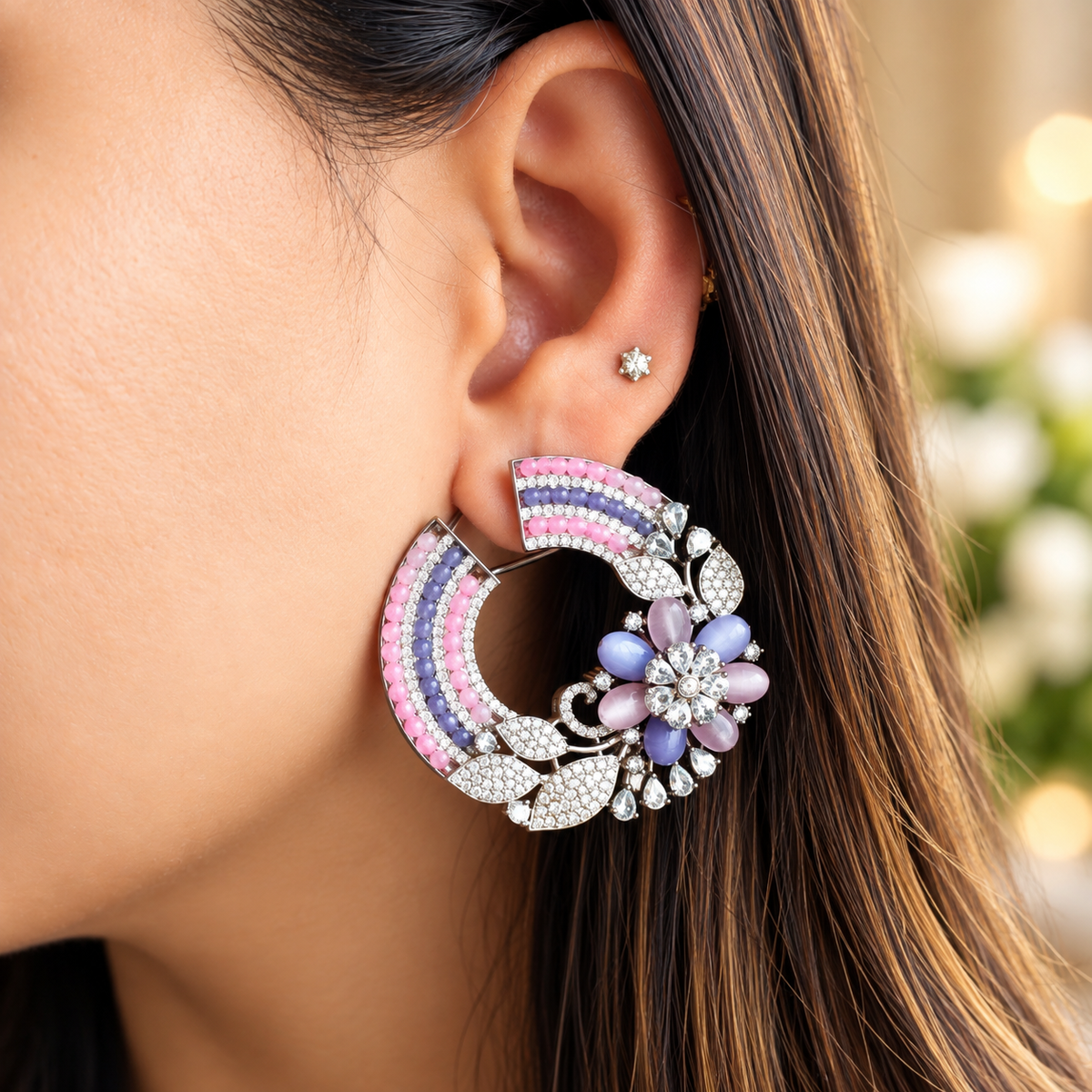 Pastel Crescent Designer Studs