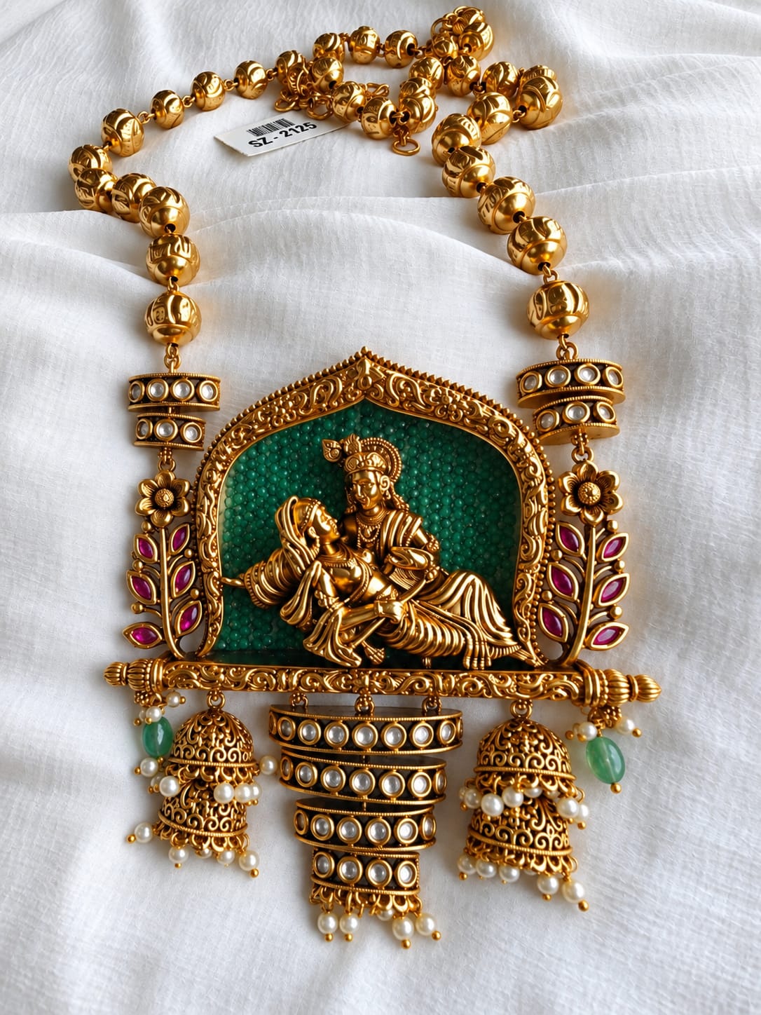 Raas Leela Antique Gold Jadau Long Necklace Set
