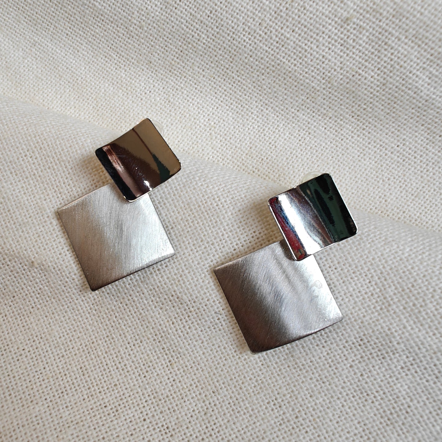 Silver Textured Geometric Earrings
