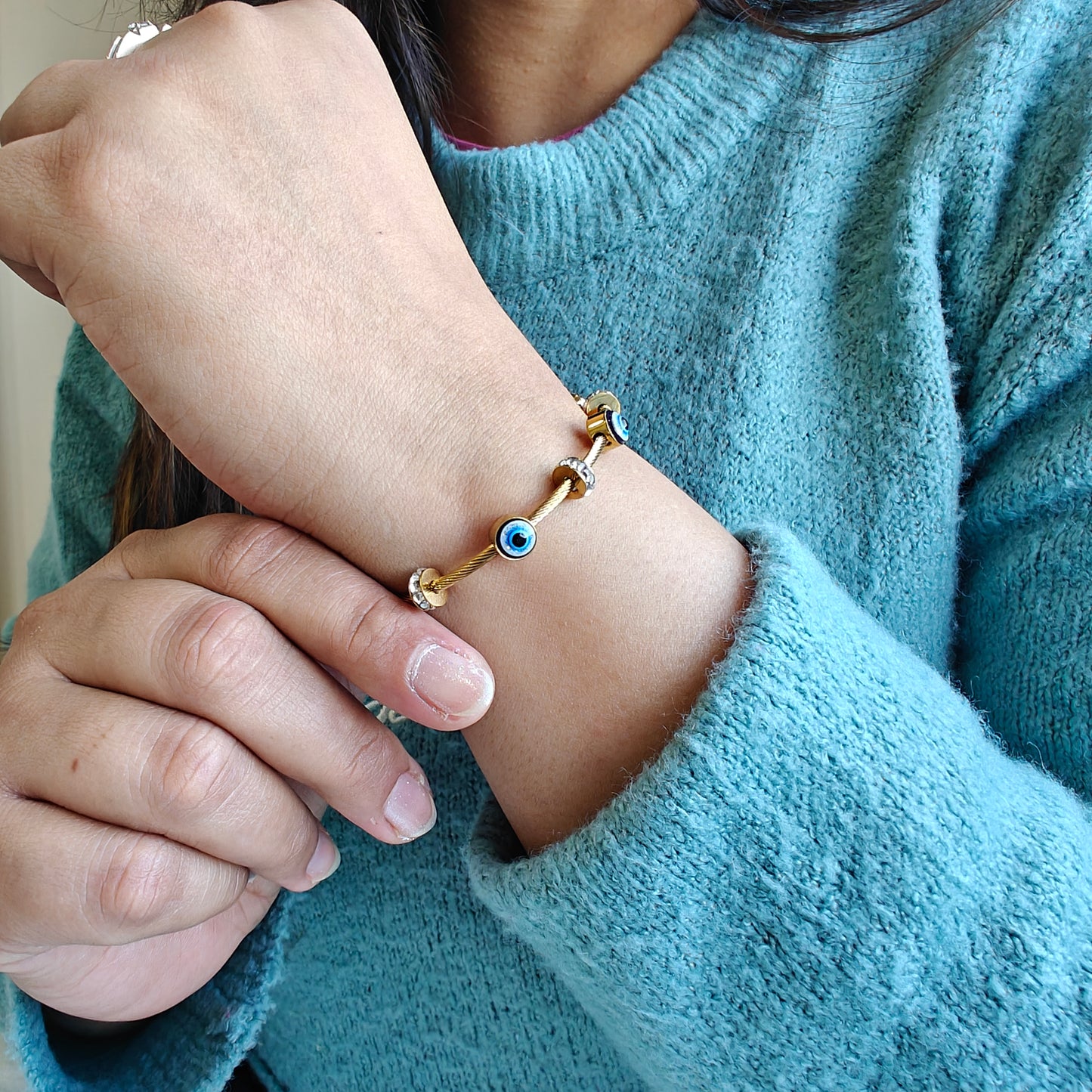 18K Gold Plated Anti Tarnish Evil Eye Bracelet