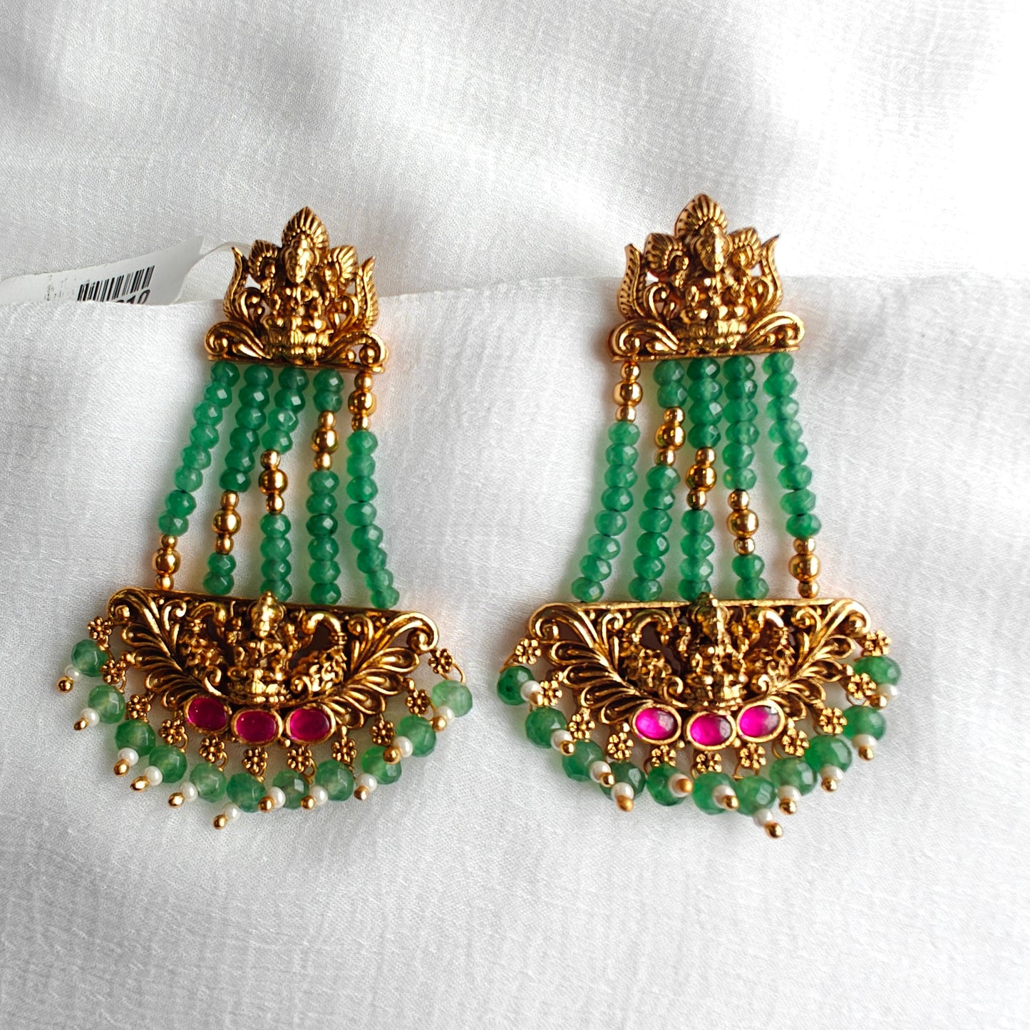 Antique Gold Temple Jhalar Earrings