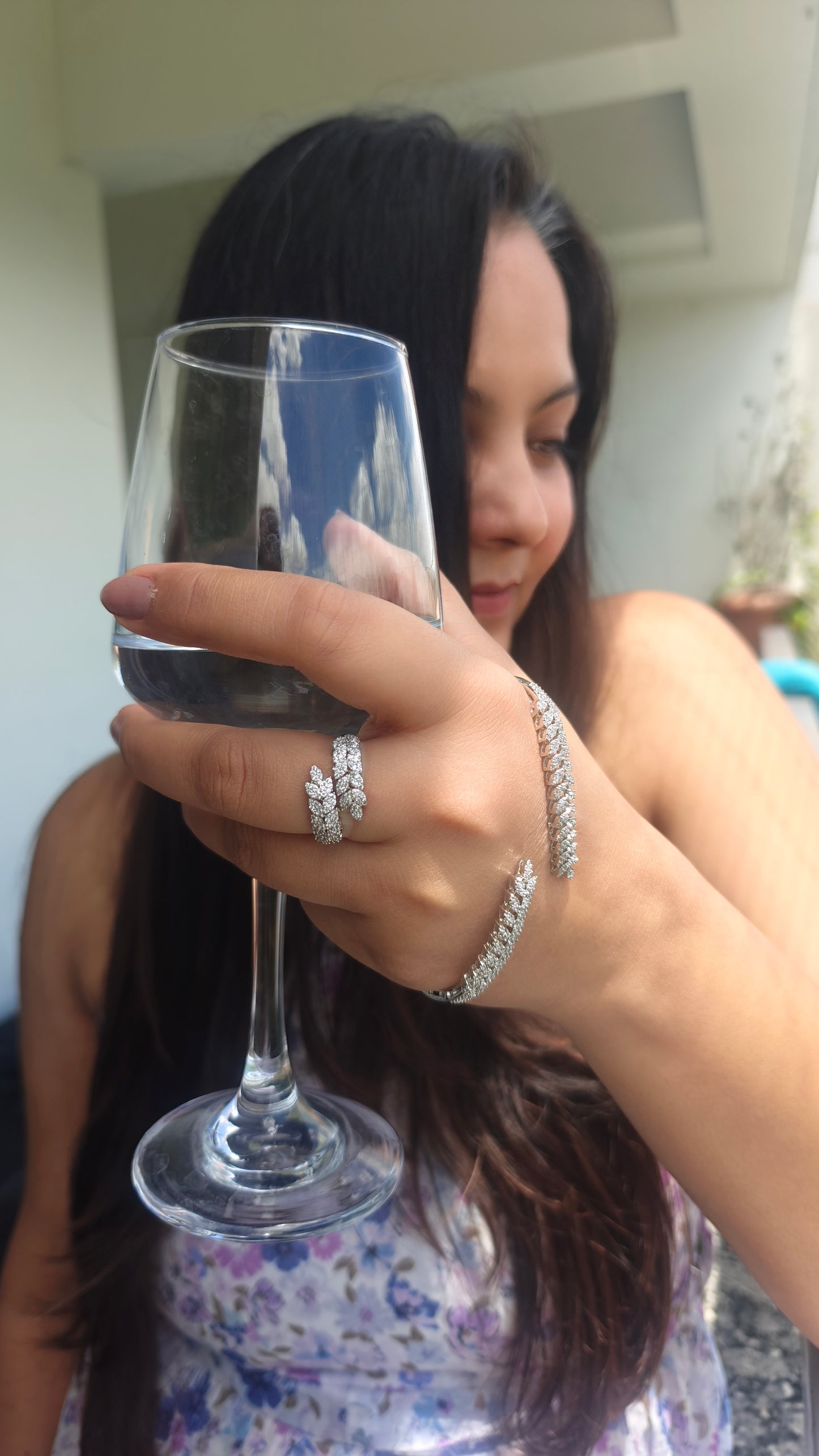 Diamon Look Alike Palm Bracelet and Adjustable Ring combo