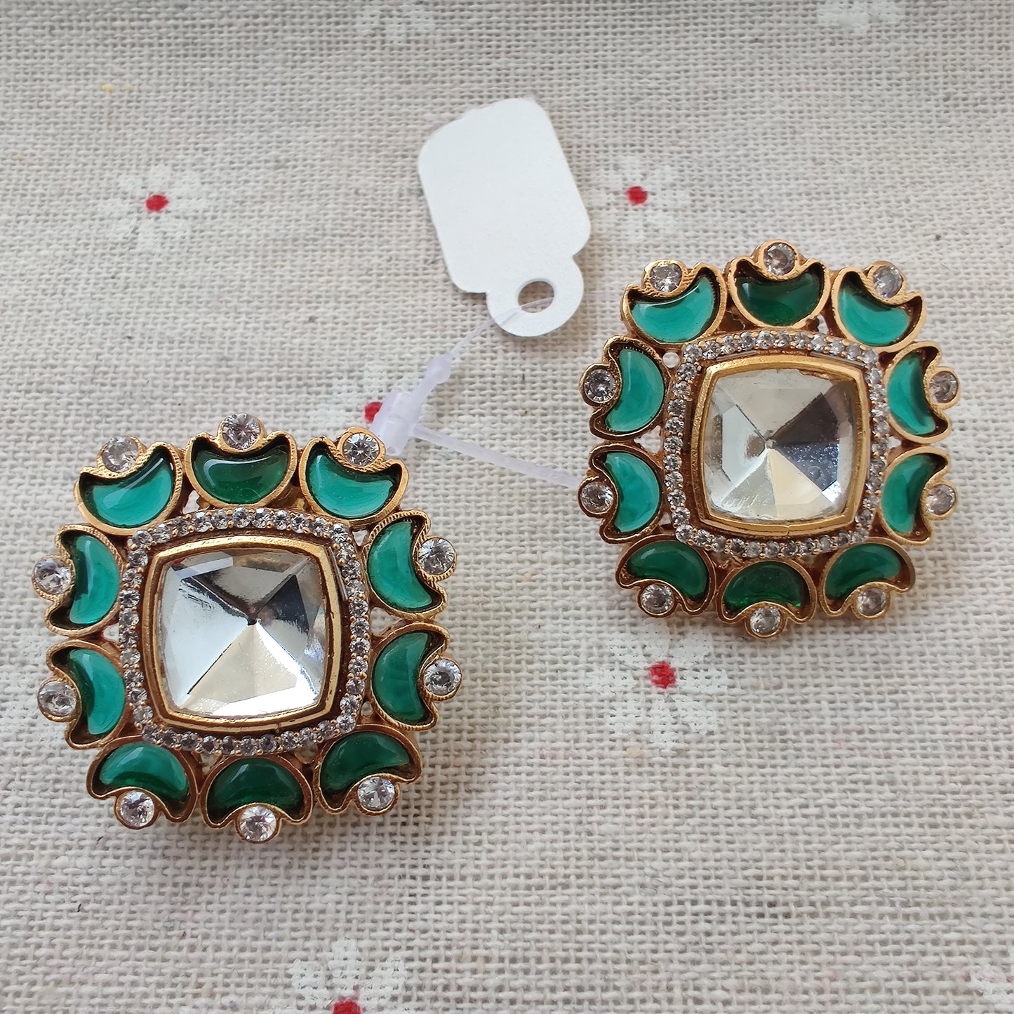 Uncut Polki Square Studs