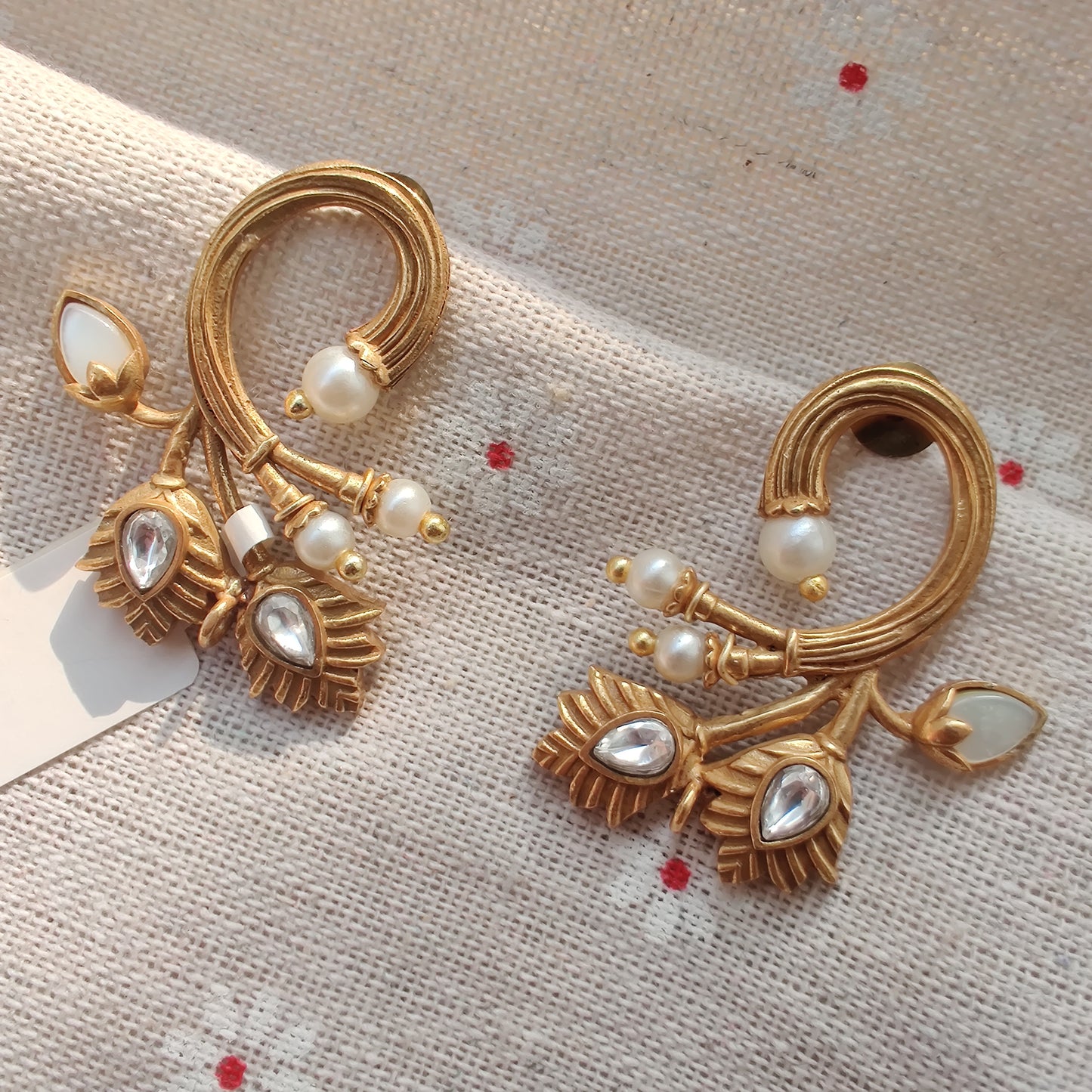 Handcrafted Matt Gold Designer Earrings