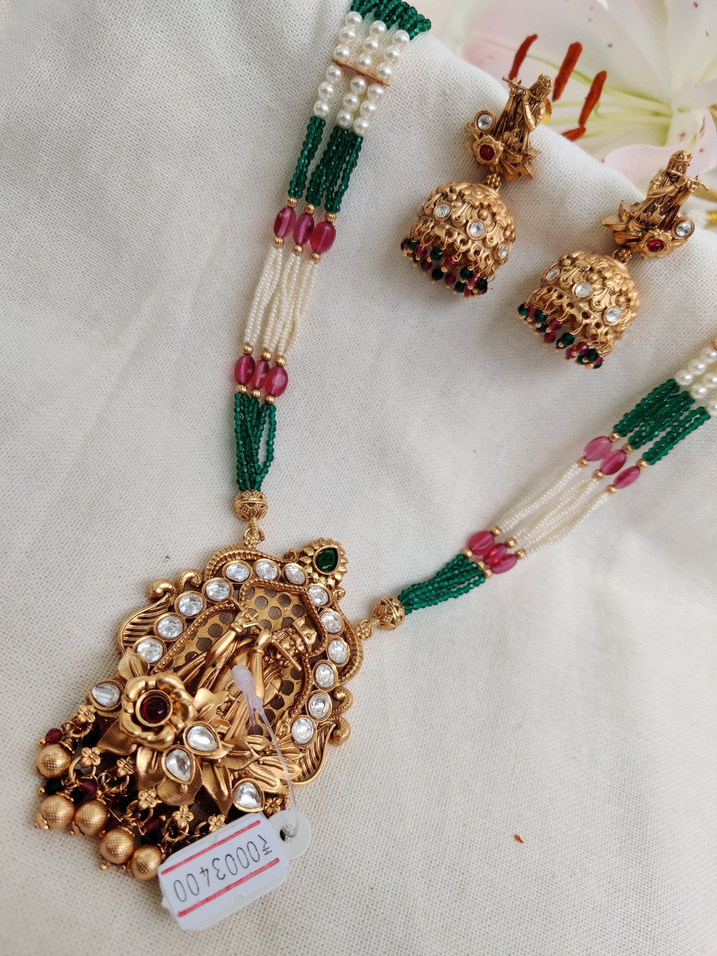 Long Krishna Necklace With Jhumki