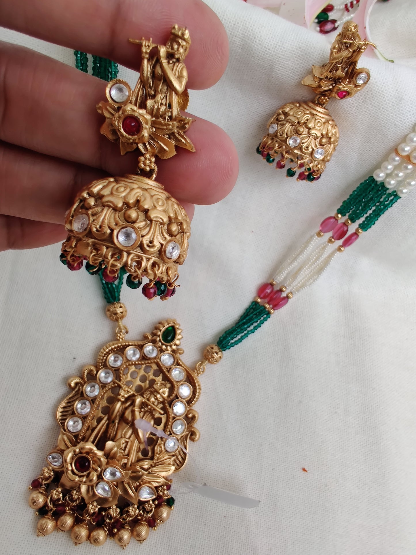 Long Krishna Necklace With Jhumki