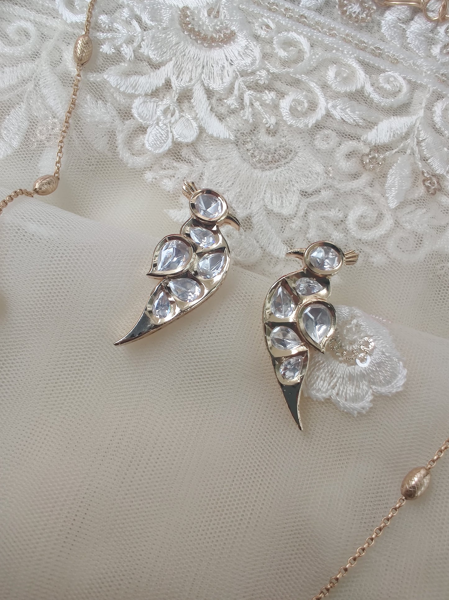 Polki Studded Chidiya Pendant Set