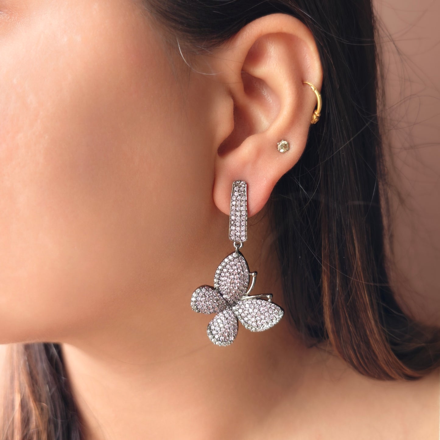 Lavender Butterfly Drop Danglers