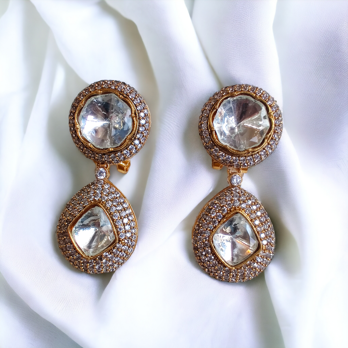 polki doublet drop earrings