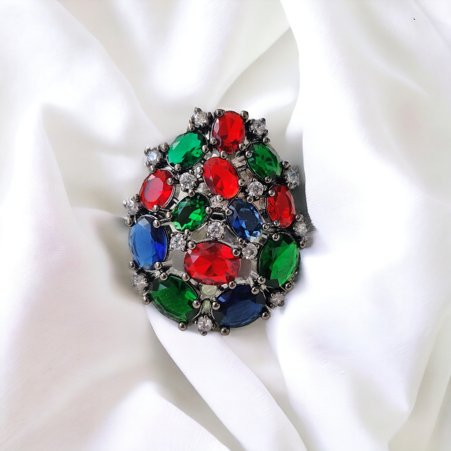 Adjustable Cocktail Ring in Victorian Polish