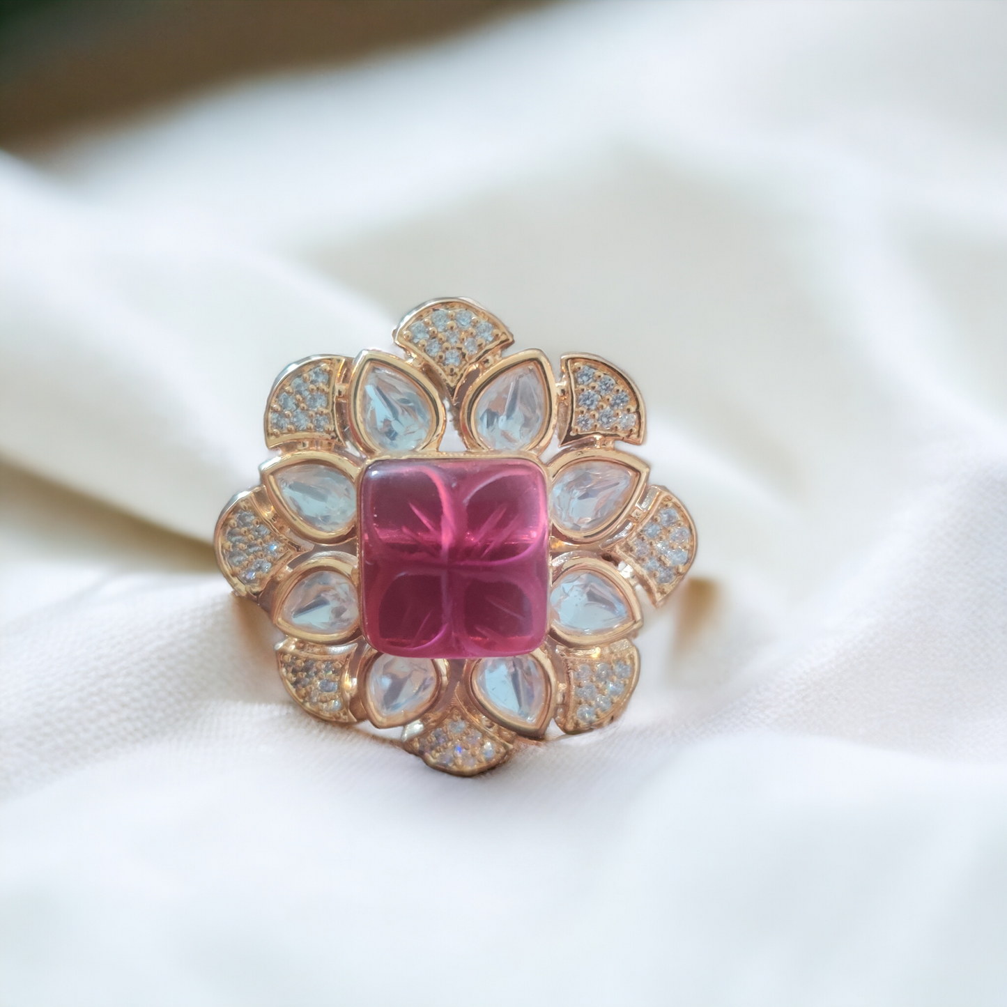 semiprecious jadau cocktail rings (adjustable)