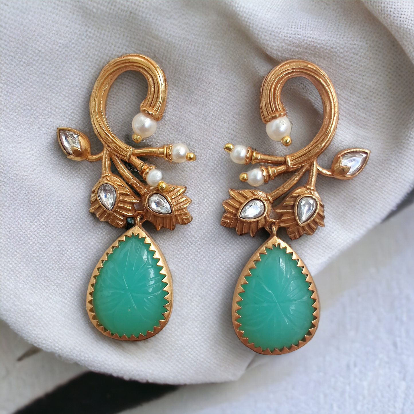 handcrafted carved drop earrings