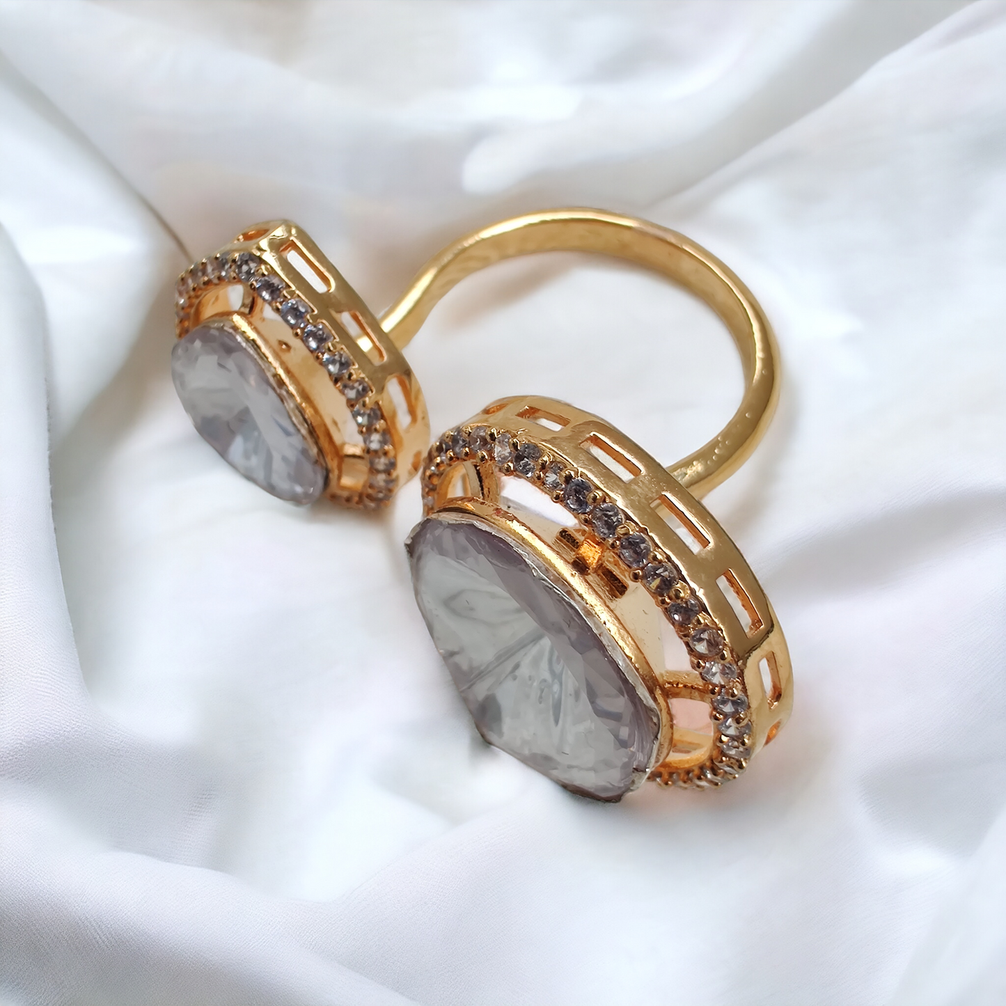 Dual Polki Adjustable Cocktail Ring