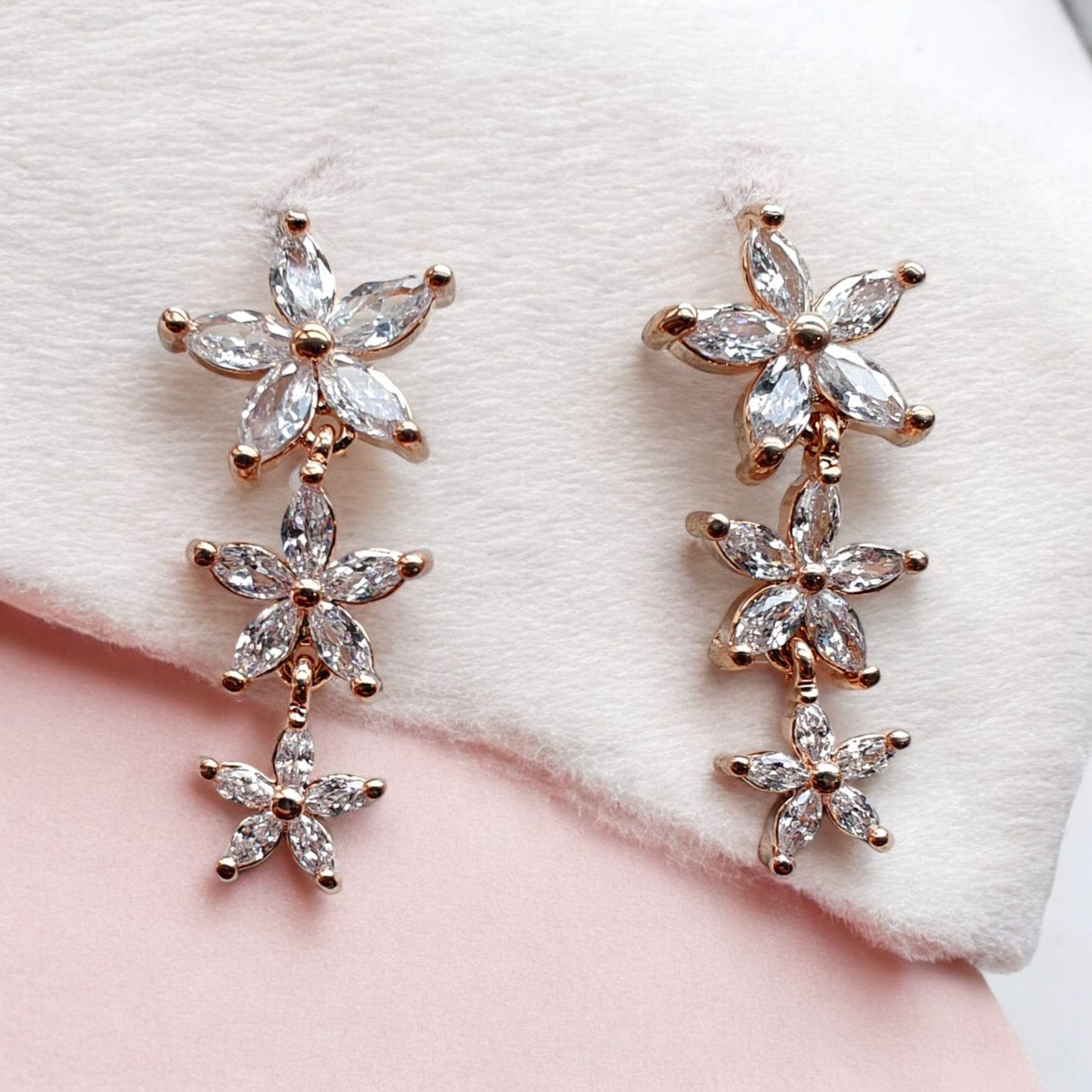 Rose Gold Flower Danglers