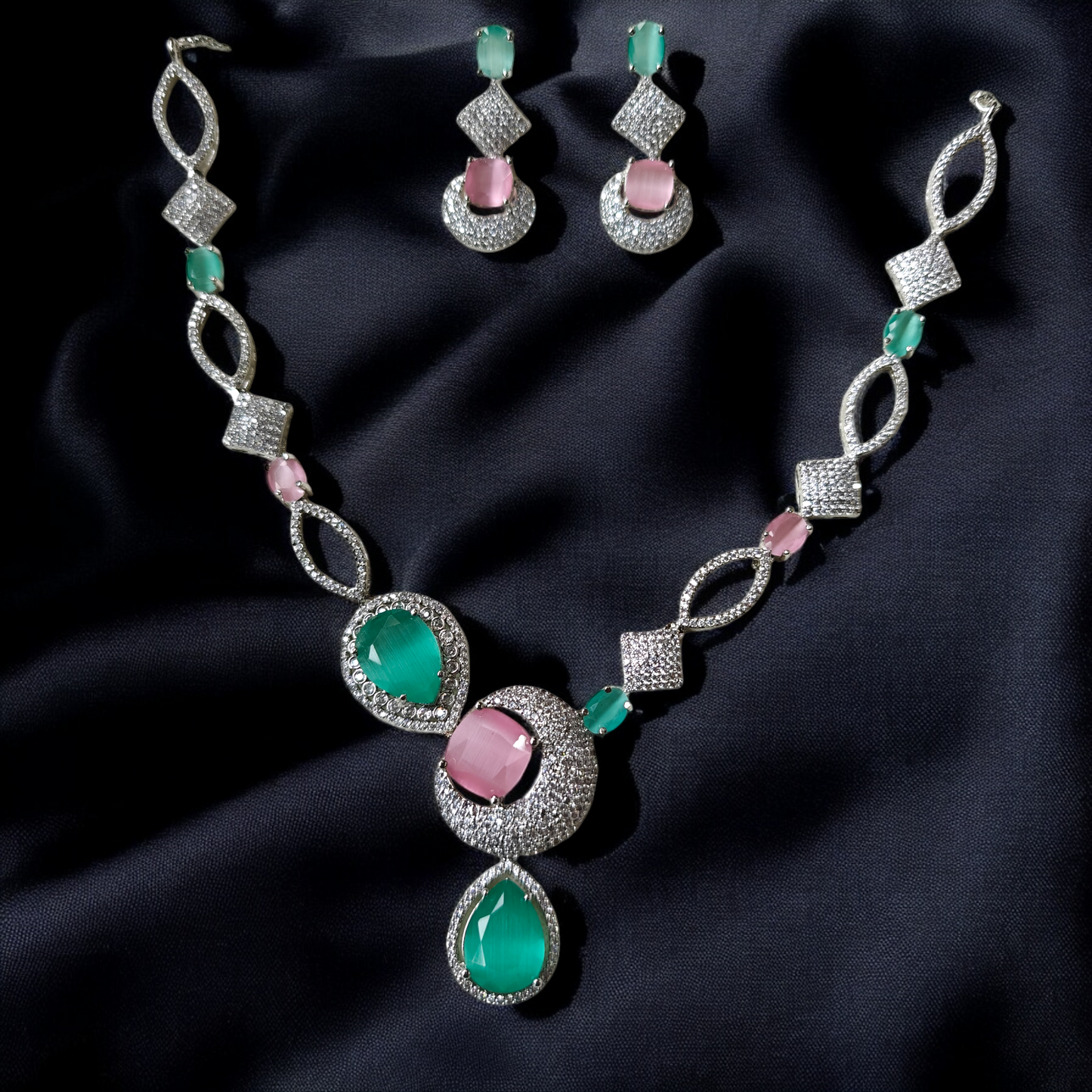 Pastel Designer Diamond Look Alike Neckpiece