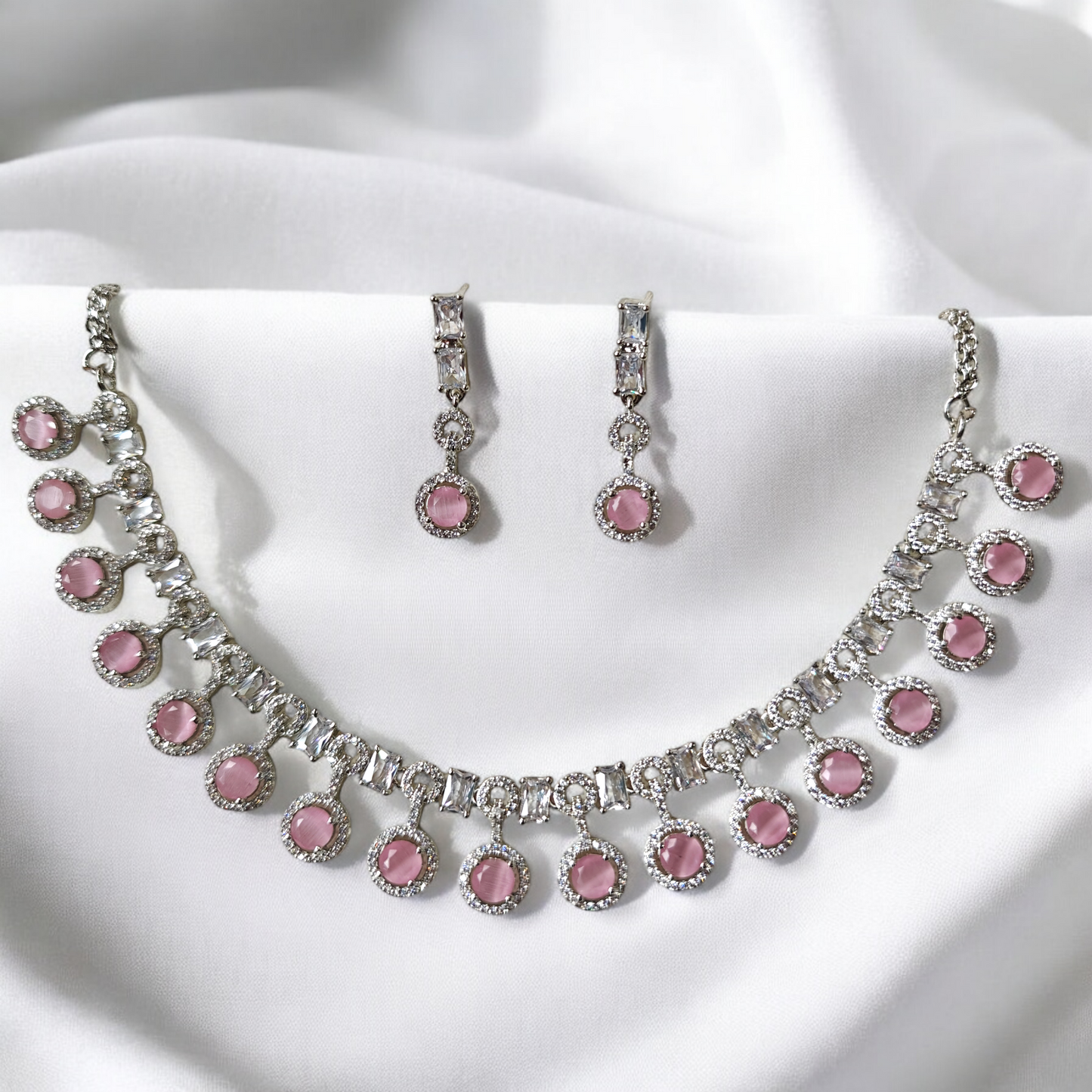 Diamond Look Alike Pastel Drop Neckpiece