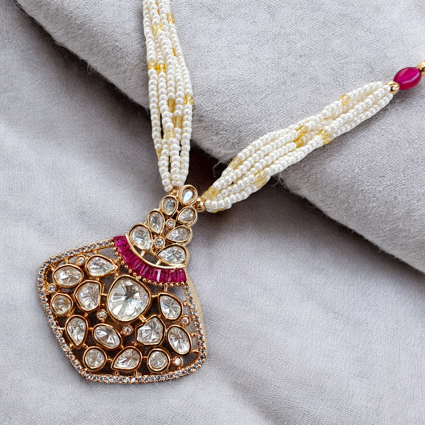 Ruby and Polki fussed Pendant set