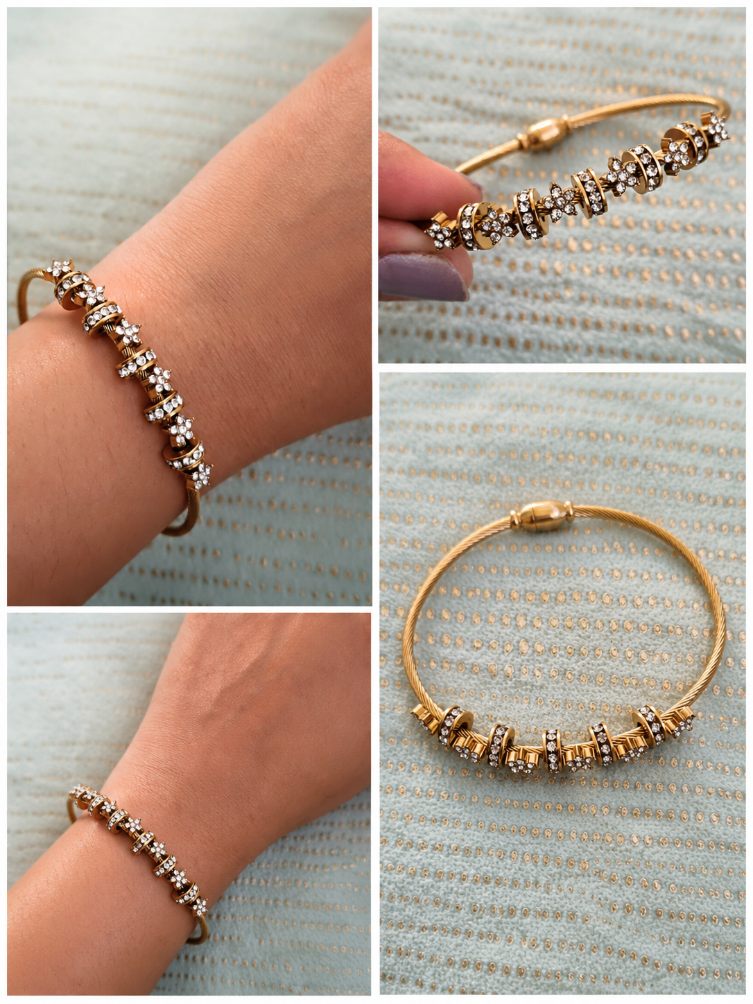 Anti Tarnish Studded Bracelet with Magnetic Lock