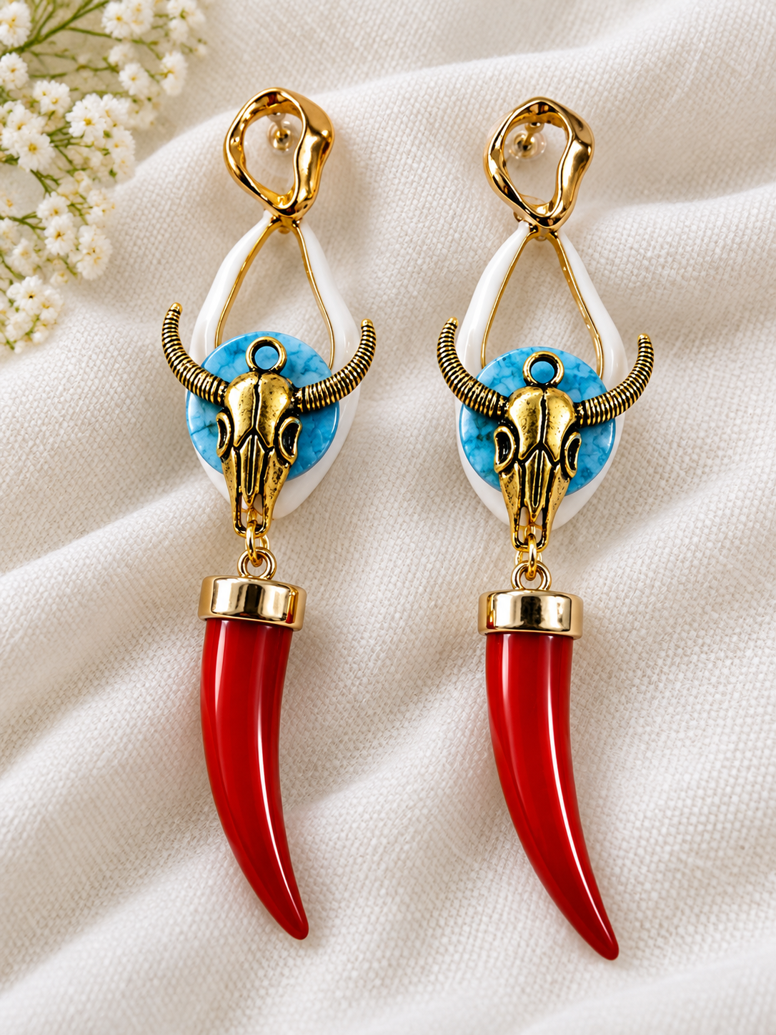 Horn Drop Designer Dangler Earrings
