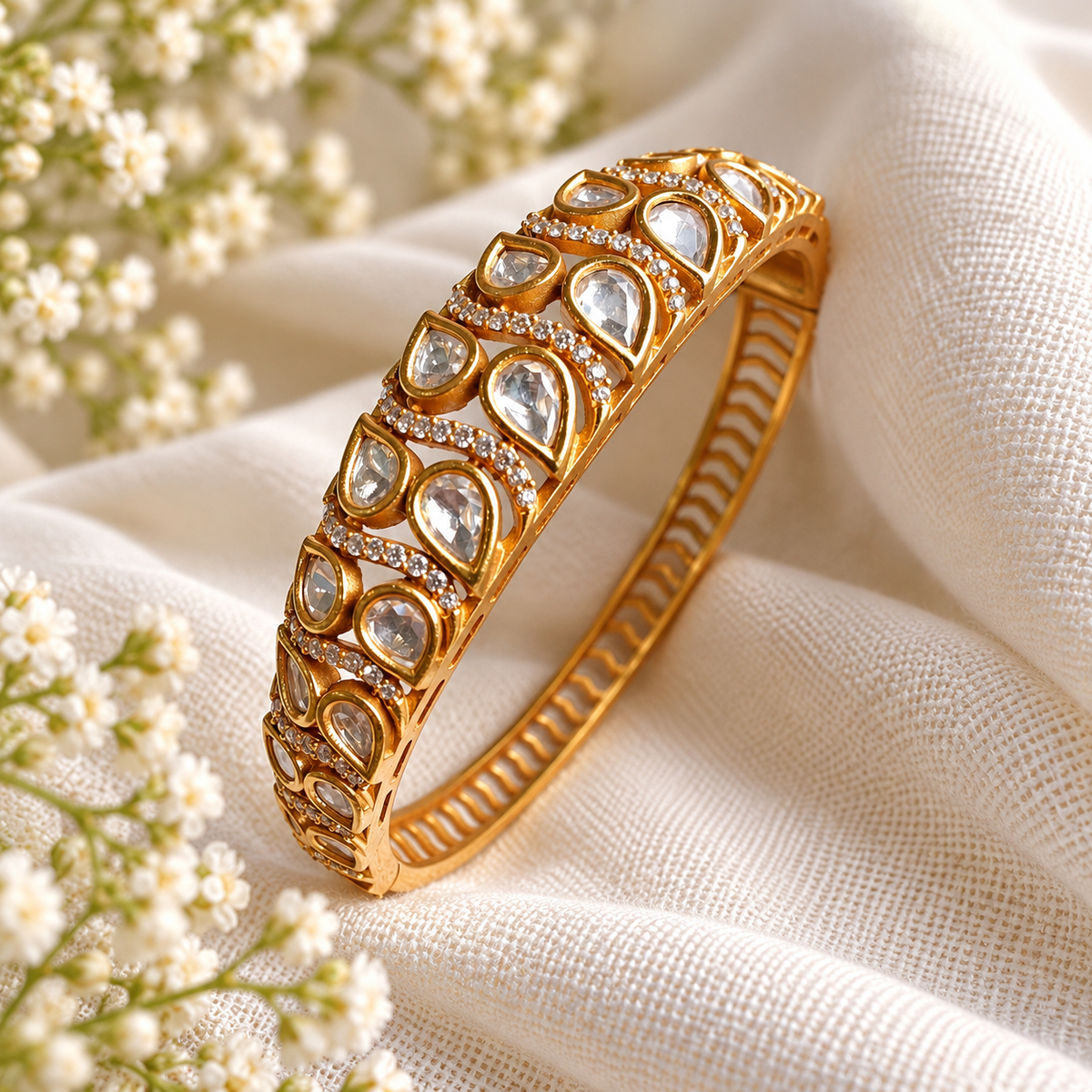 Royal Polki Antique Gold Bracelet