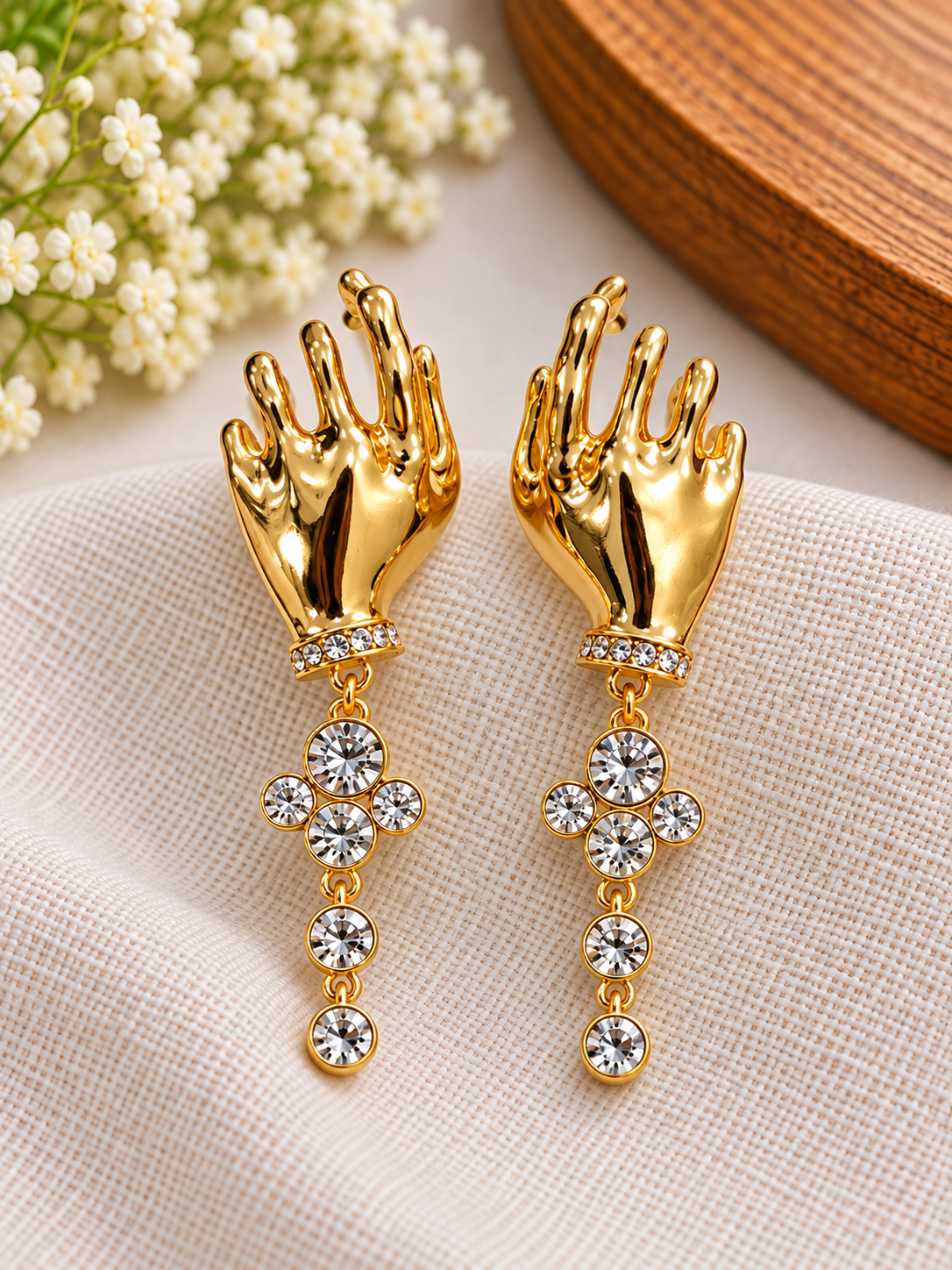Golden Hand Earrings