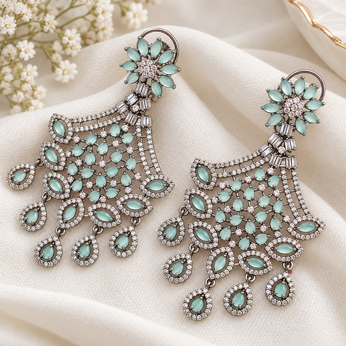 Mint Majesty Chandelier Earrings