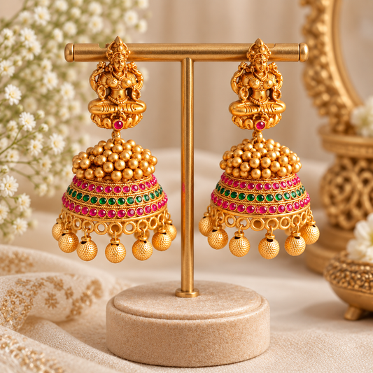 Lakshmi Temple Jhumka Earrings