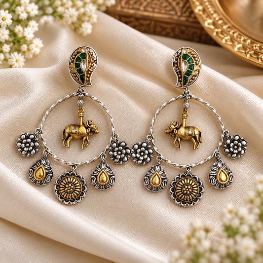 Kamdhenu Dual-Tone Chandbali Earrings