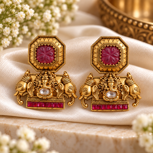 Ekdanta Antique Temple Earrings