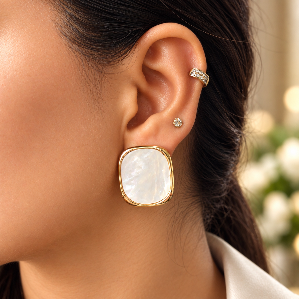 Ivory Glow Mother-of-Pearl Studs