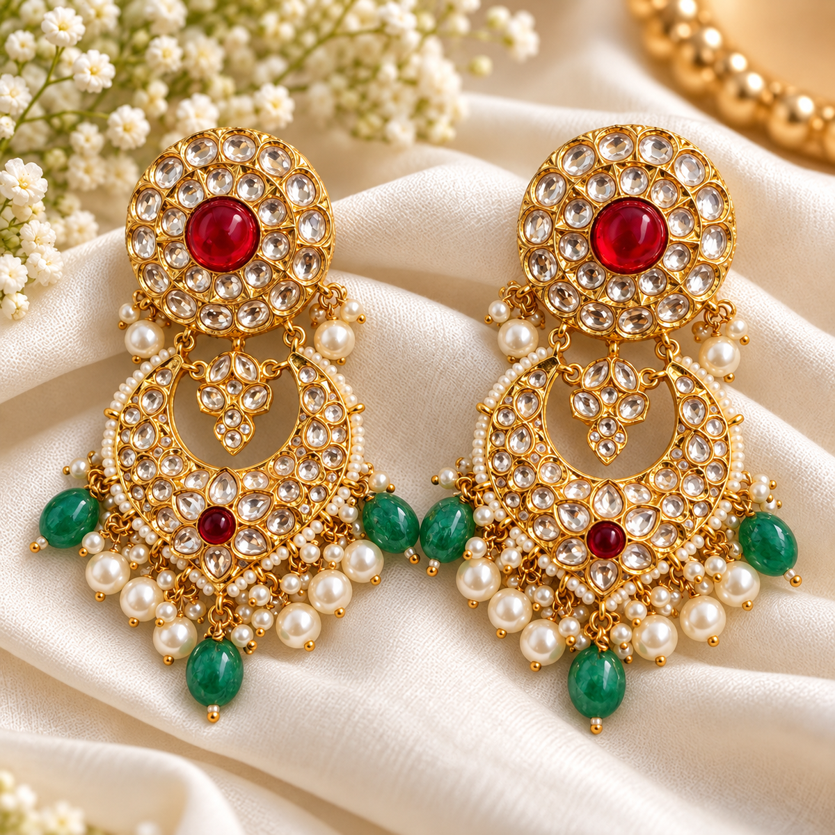 Royal Kundan Chandbali Earrings