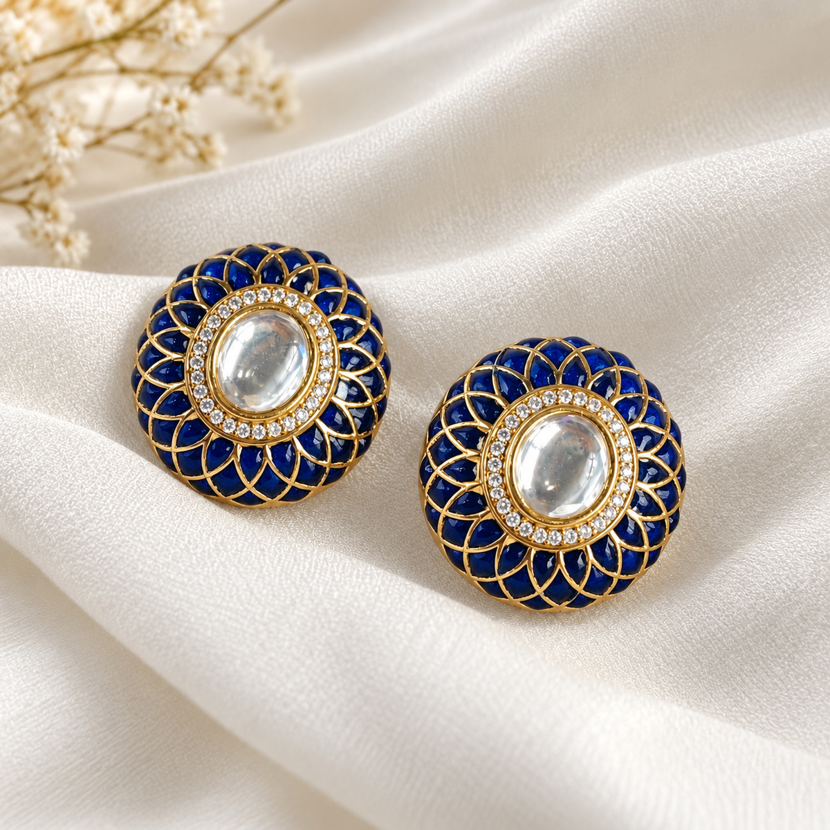Neelam Jadau Stud Earrings