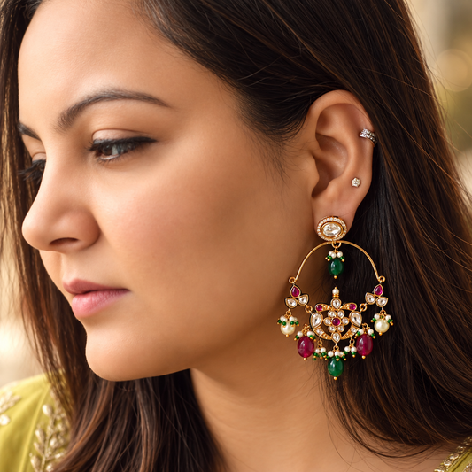 Meher Kundan Chandbali Earrings
