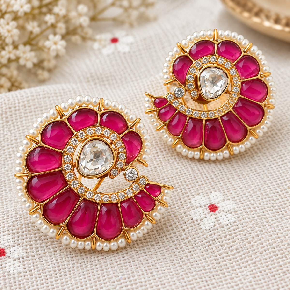 Gulabi Noor Kundan Earrings