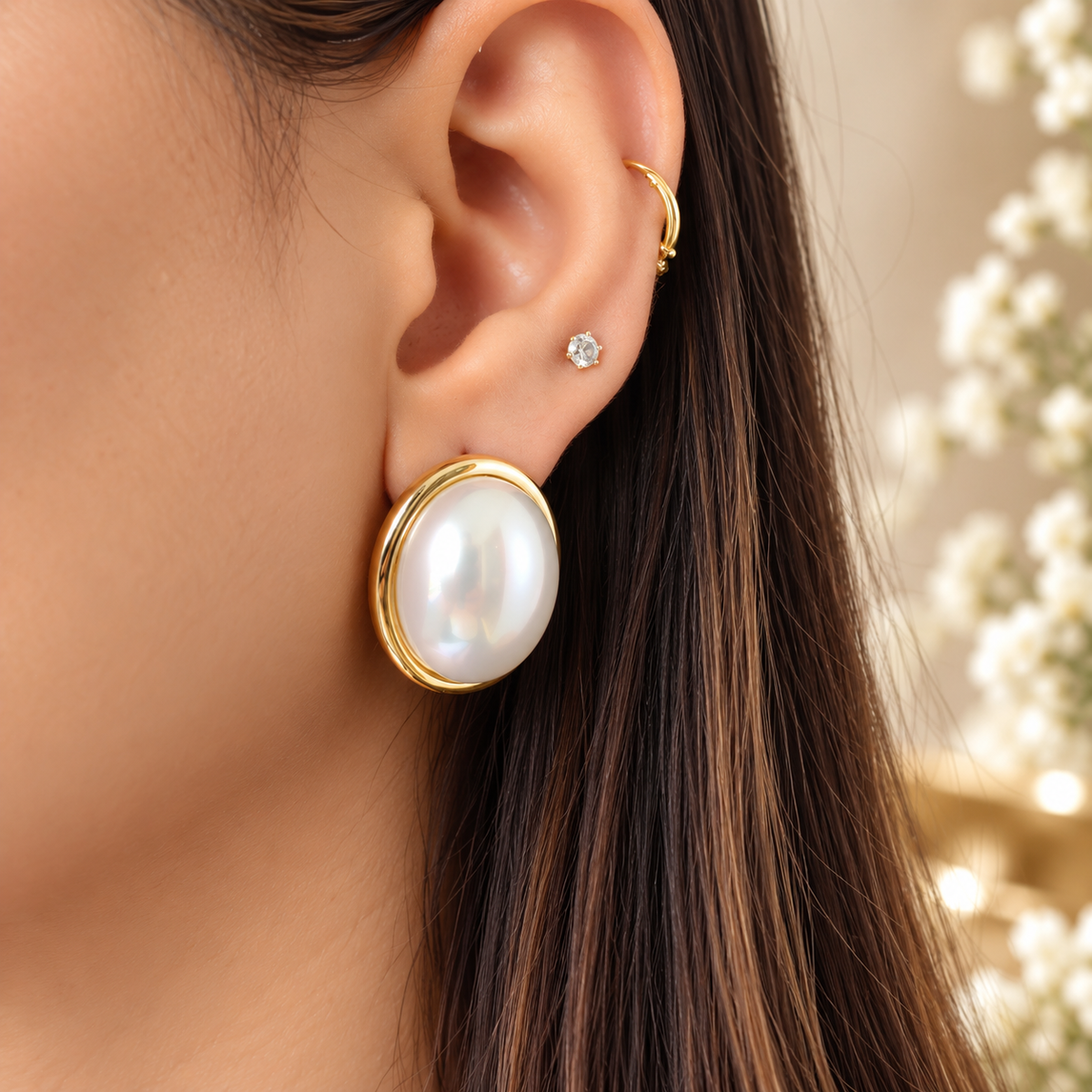Ivory Pearl Statement Studs