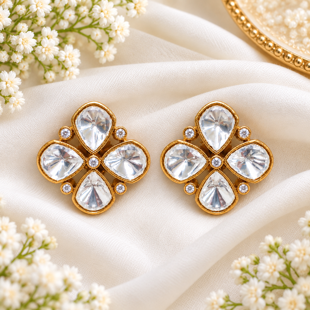 Crystal Clover Statement Studs