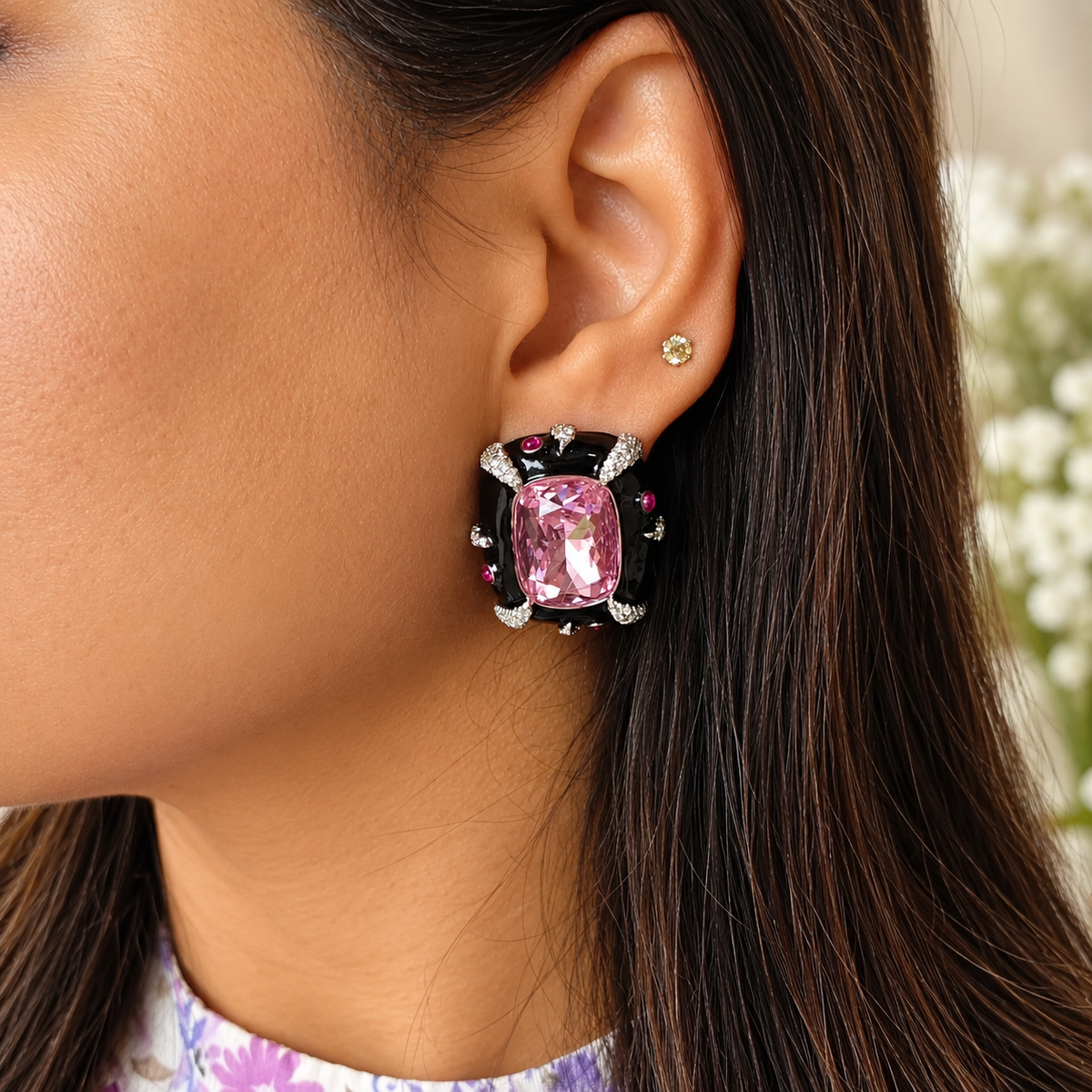 Enamel Swarovski Crystal Stud Earrings