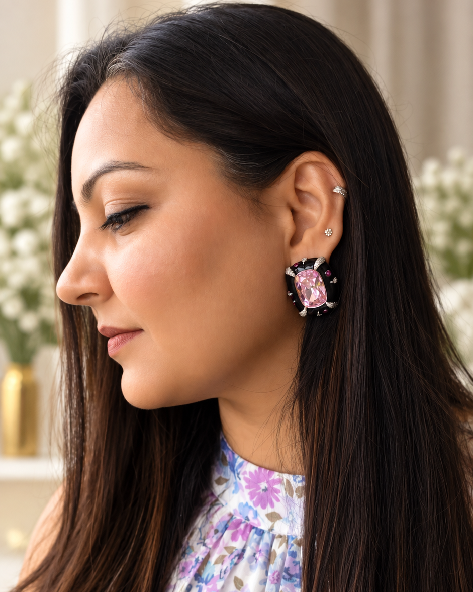 Enamel Swarovski Crystal Stud Earrings