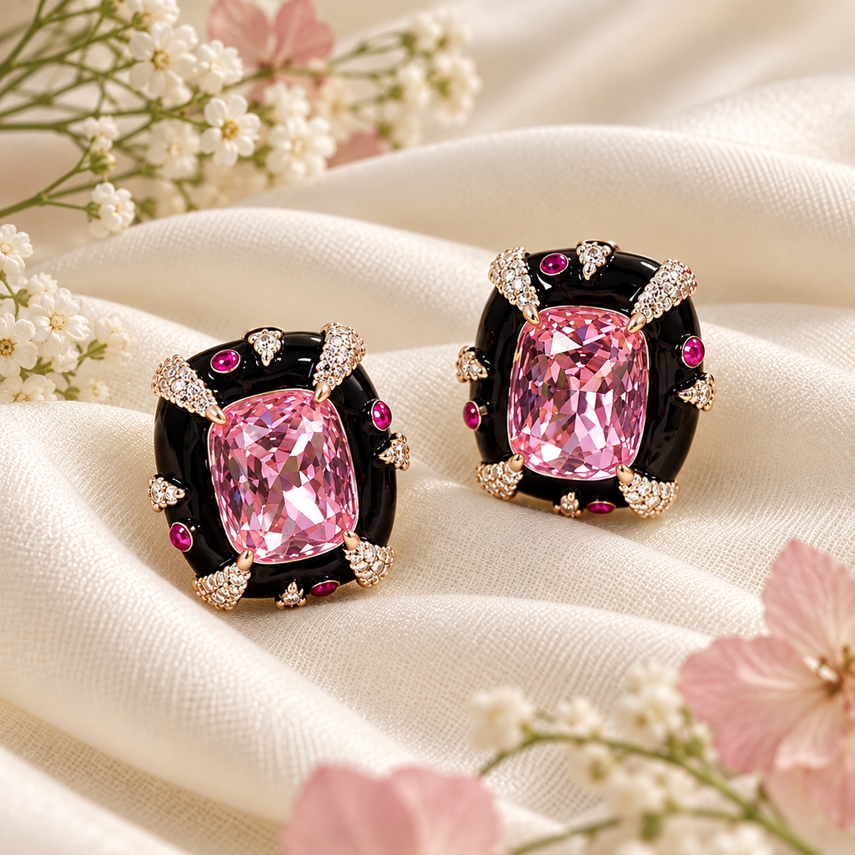 Enamel Swarovski Crystal Stud Earrings
