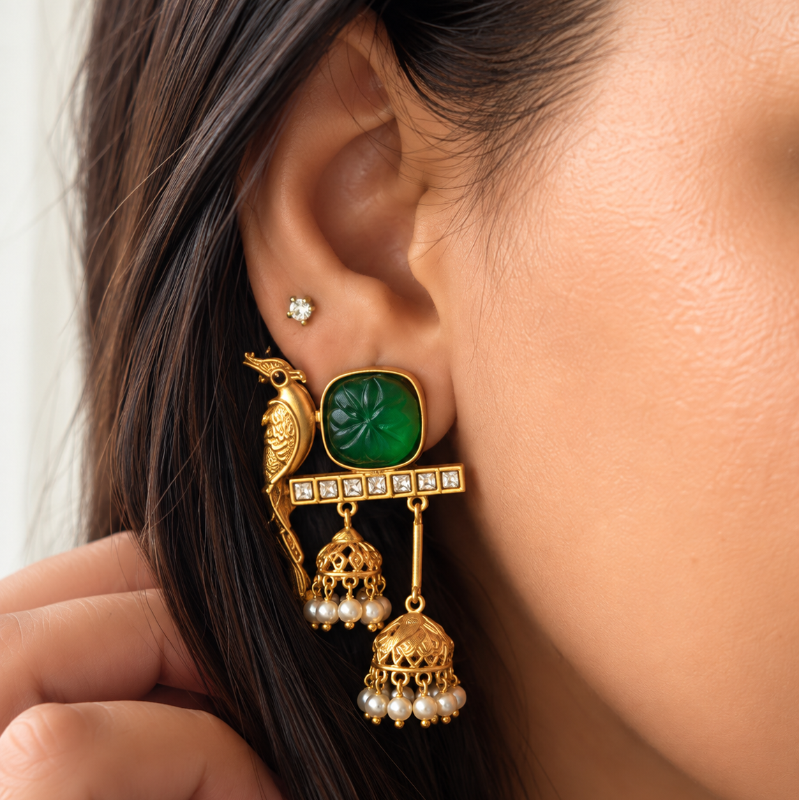 Bird jhumka earrings