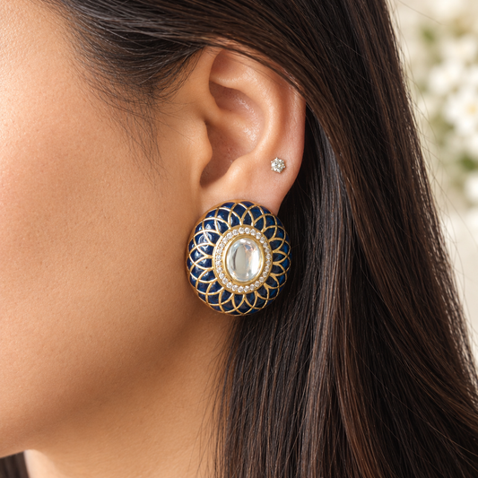 Neelam Jadau Stud Earrings