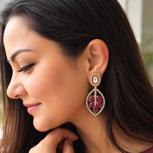 Meher Gulabi Leaf Earrings