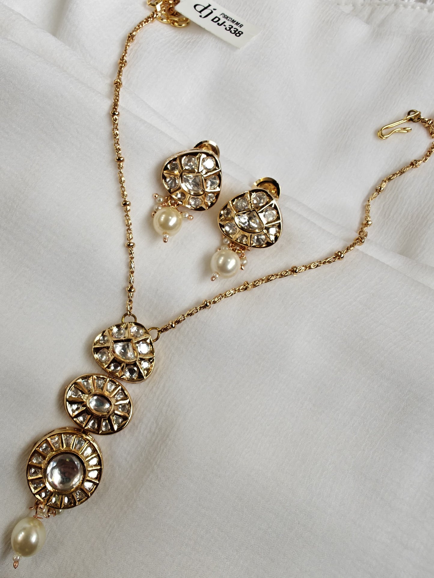 Layered Pendant Set Studded with Semiprecious Stones