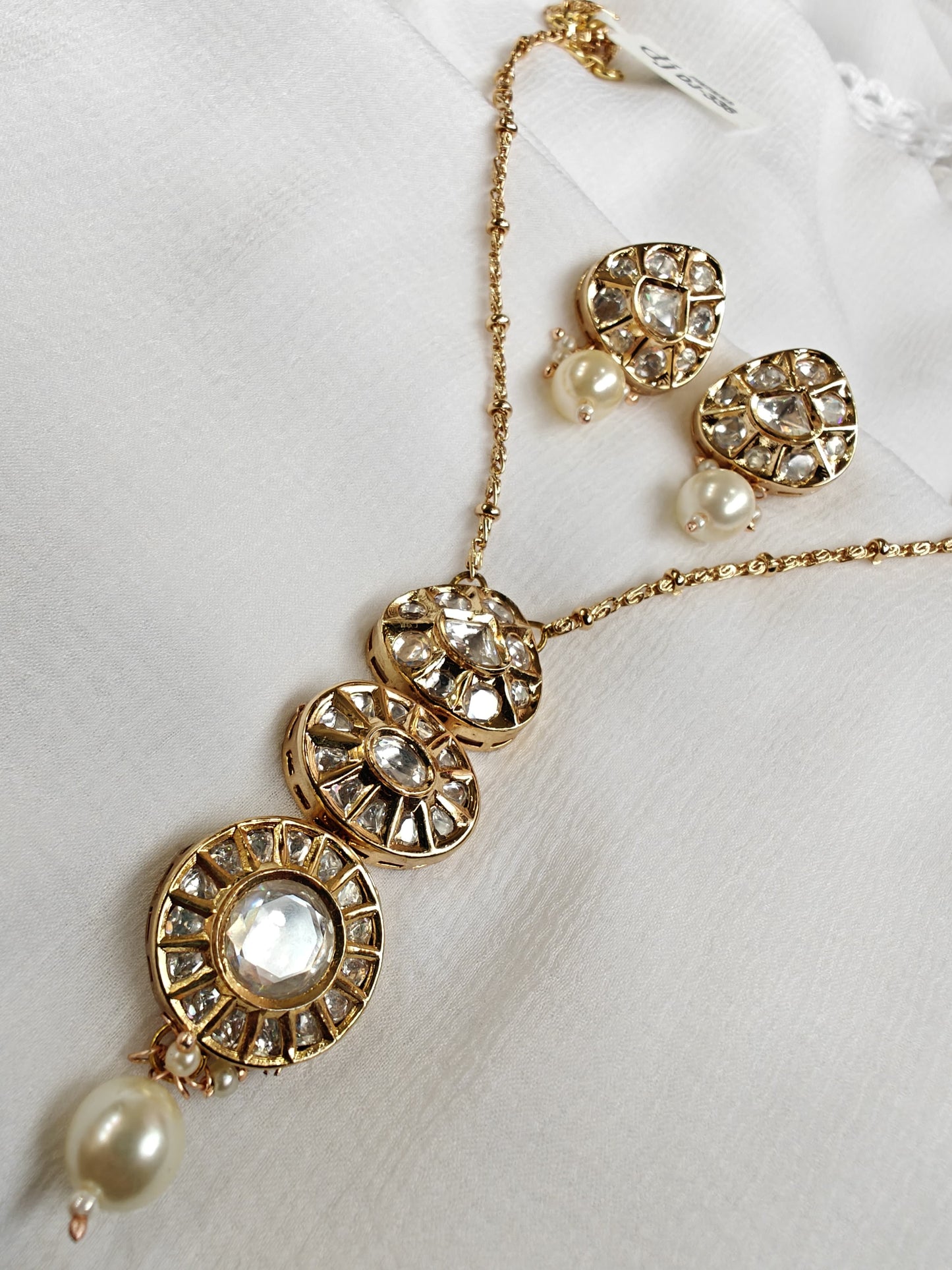 Layered Pendant Set Studded with Semiprecious Stones