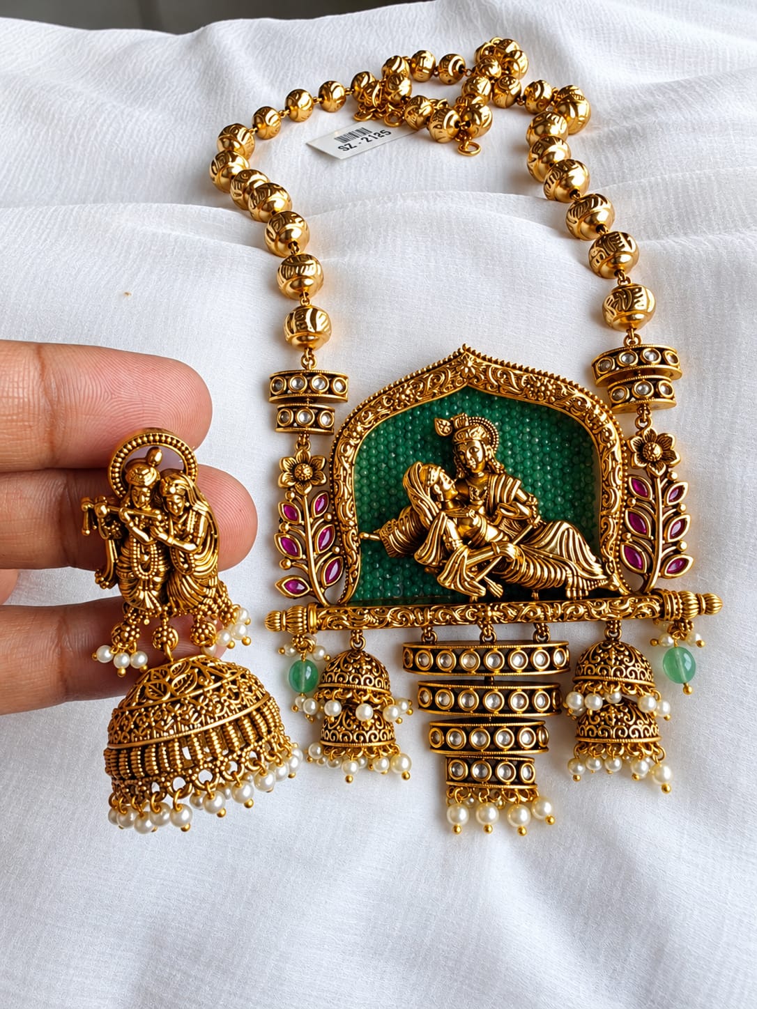 Raas Leela Antique Gold Jadau Long Necklace Set
